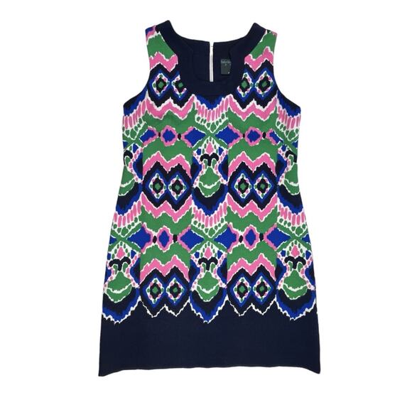 Gabby Skye Dresses & Skirts - Gabby Skye Dress Womens 14 Pink Green Blue Ikat Print Shift Sleeveless